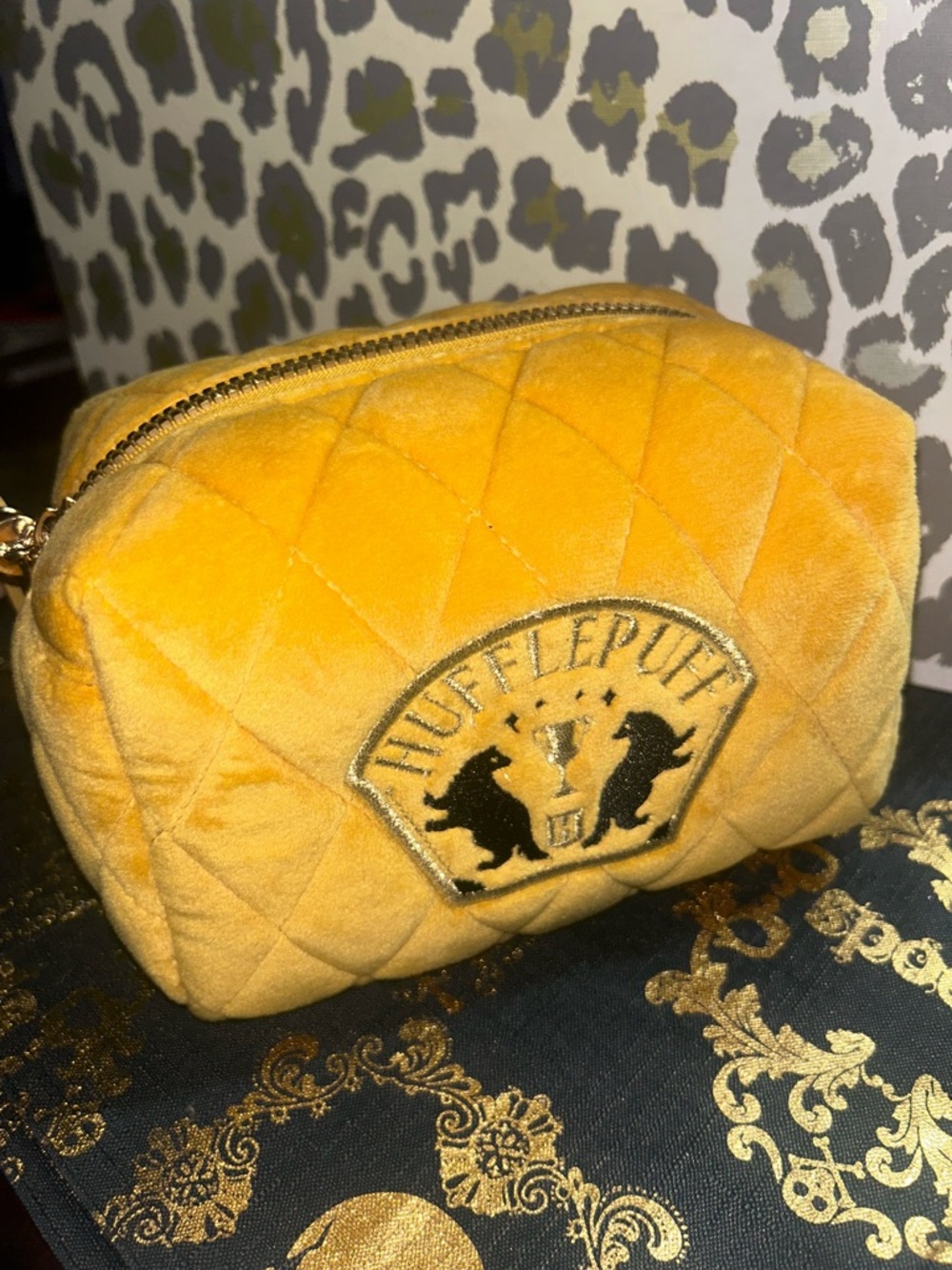 Harry Potter House Hufflepuff makeup cosmetic bag.